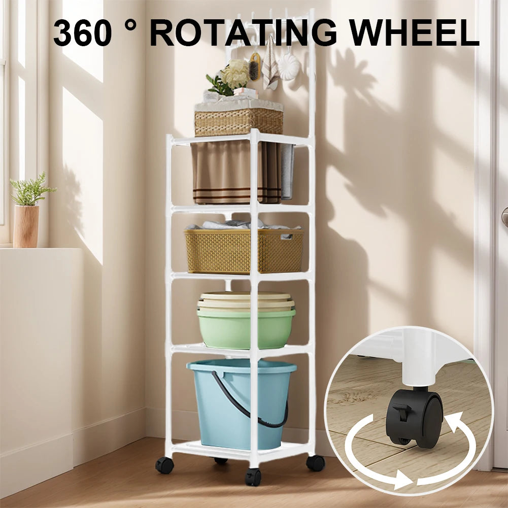 5-Tier Heavy-Duty Storage Shelves Unit – Rolling Rack with Wheels for Laundry, Kitchen & Garage