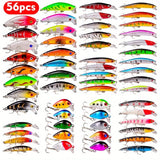 56-Piece Multifunctional Fishing Bait Set – Hooks, Crankbaits, Spinners & Lures | Perfect for Carp, Bass & Multi-Species Fishing
