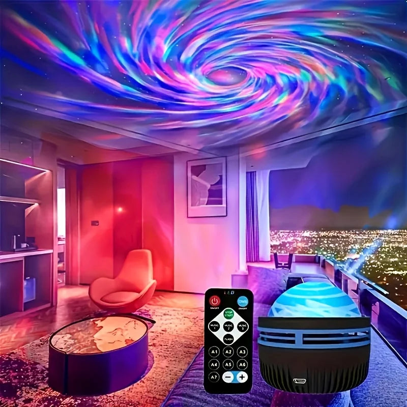 Aurora Borealis Starry Sky Projector – LED Galaxy Night Light with Remote, 7 Lighting Effects & Rotating Star Projector for Bedroom Decor