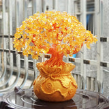 Crystal Money-Bag Tree Figurine – Yellow “Lucky Wealth” Lemon Quartz Feng-Shui Ornament for Home Décor