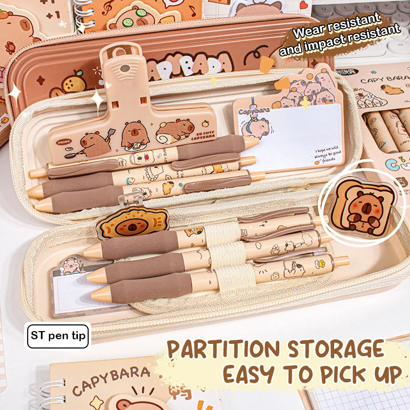 Cute Capybara Pencil Case – Large Capacity, Dirt-Resistant Aesthetic Stationery Bag 🐾✨