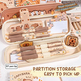 Cute Capybara Pencil Case – Large Capacity, Dirt-Resistant Aesthetic Stationery Bag 🐾✨