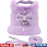 Cute Small Dog Harness & Leash Set with Bow Tie – Soft Padded Adjustable Pet Vest for Indoor & Outdoor Walking