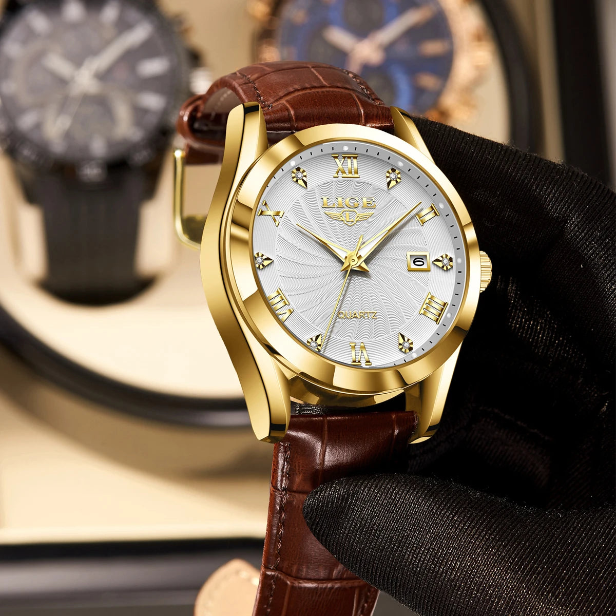2025 LIGE Men’s Waterproof Luxury Watch – Luminous Leather Quartz Sports Wristwatch for Men ⌚✨