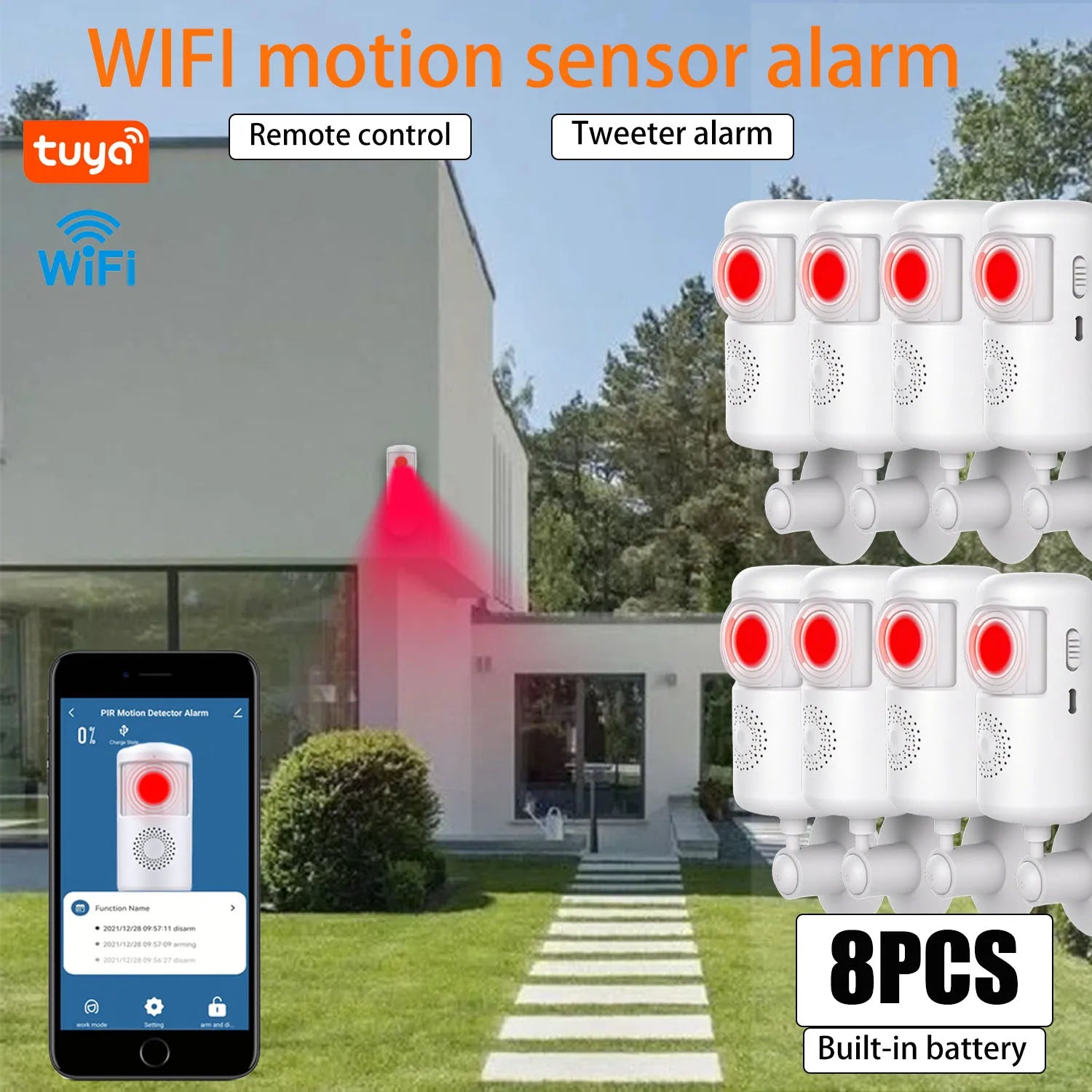 📡 WiFi Tuya Smart PIR Motion Detector – Battery-Powered Infrared Wireless Alarm System with App Alerts
