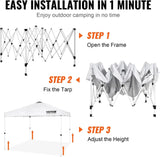 10′ x 10′ Pop-Up Canopy Tent – 250D PU Silver-Coated Tarp with Roller Bag & 4 Sandbags