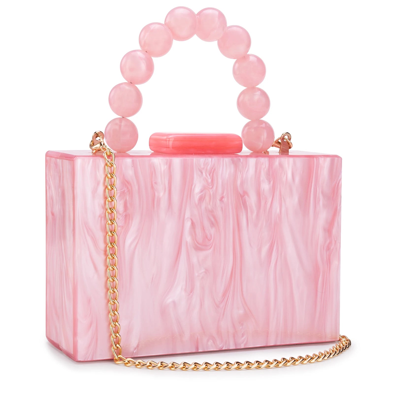 Women’s Pearl Marble Acrylic Evening Bag – Luxury Dark Green Crossbody Purse with Flap Closure for Weddings & Parties