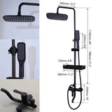 Zappo Matte Black 3-Way Wall-Mounted Rainfall Shower System – Shelf & Bathtub Mixer Included