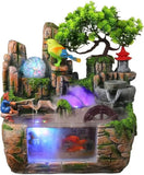 Mini Indoor Rockery Tabletop Waterfall Fountain with Mist & LED Lights – Cascading Water Feature for Home & Office