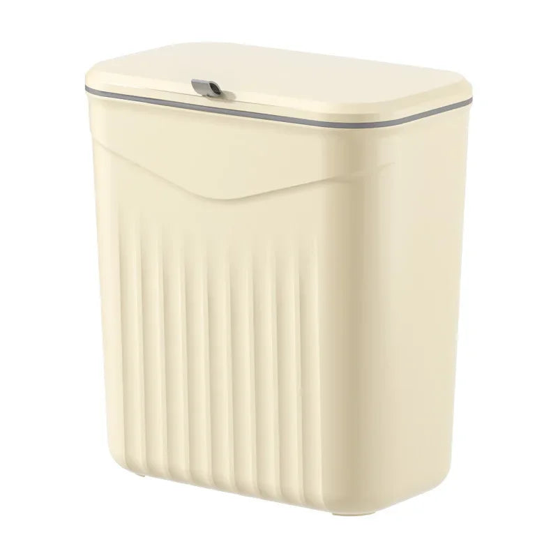 Wall-Mounted White Space-Saving Trash Bin for Kitchen – Durable Plastic Multi-Functional Waste Storage