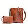 Women’s Soft Leather Two-Piece Shoulder & Crossbody Set – Elegant Messenger Handbag Combo for Daily Use