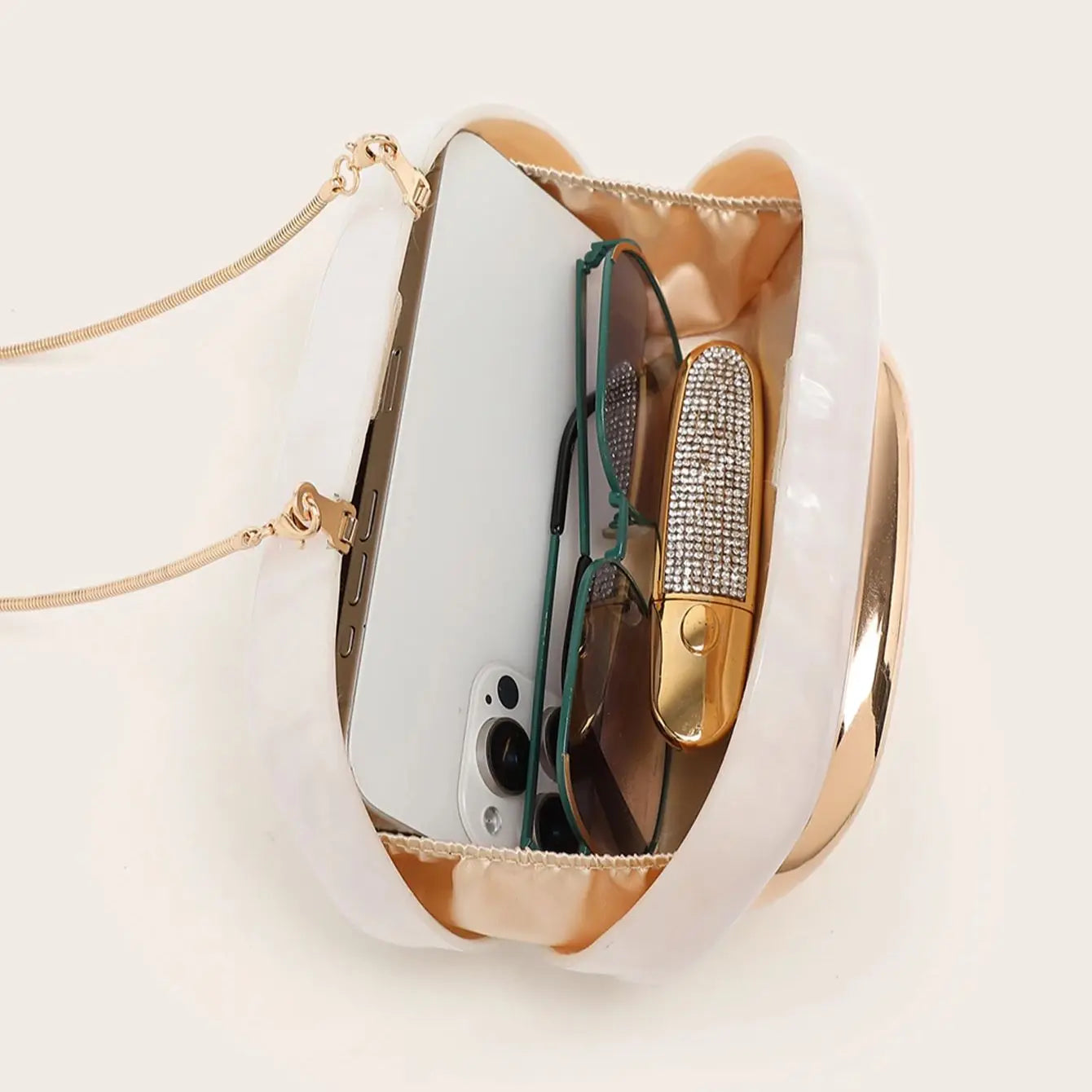 2025 Fashion Luxury Women’s Evening Clutch – Bride Metal Wedding Purse & Party Crossbody Box Handbag with Day Closure