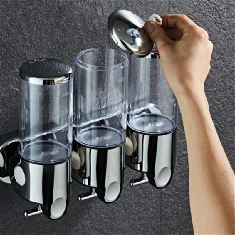 Wall-Mount Bathroom Liquid Soap Dispenser – Refillable Hand Sanitizer, Shampoo & Shower Gel Container