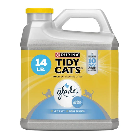 Clumping Cat Litter 14LB Jug – Low Dust, Odor Neutralizing with Glade Clear Springs Deodorizer, Ideal for Multi-Cat Homes