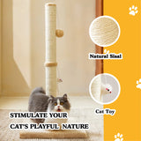 32" Tall Cat Scratching Post – Large Sisal Rope Scratcher with Dual Hanging Balls, Durable Post for Adult Indoor Cats