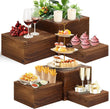 6-Piece Wooden Display Stand Set – Square Buffet & Dessert Risers for Parties