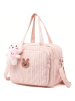 Baby Travel Diaper Bag Organizer Tote – Solid-Color Nylon Maternity Bag with Cartoon Animal Print & Pendant