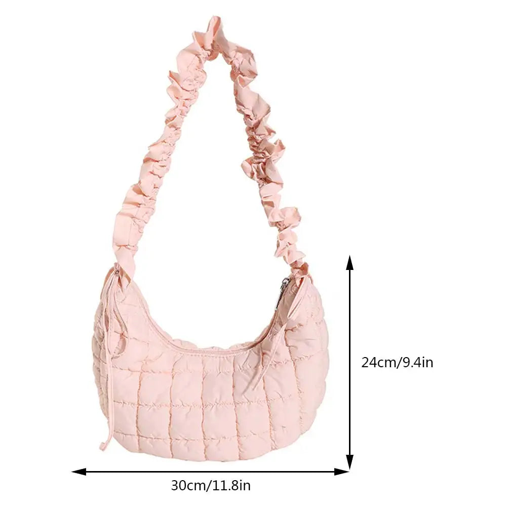 Quilted Bubble Cloud Crossbody Bag – Solid Color Padded Shoulder Purse with Adjustable Strap
