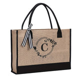 Large Capacity Jute & Canvas Shoulder Bag – Commuter Tote for Work & Outdoor