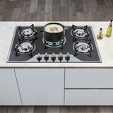“30″ Stainless Steel 5-Burner Gas Cooktop – Dual Fuel NG/LPG Stove”