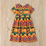 African-Style Dashiki Print Short-Sleeve Princess Dress for Toddler Girls (Ages 1-5Y)