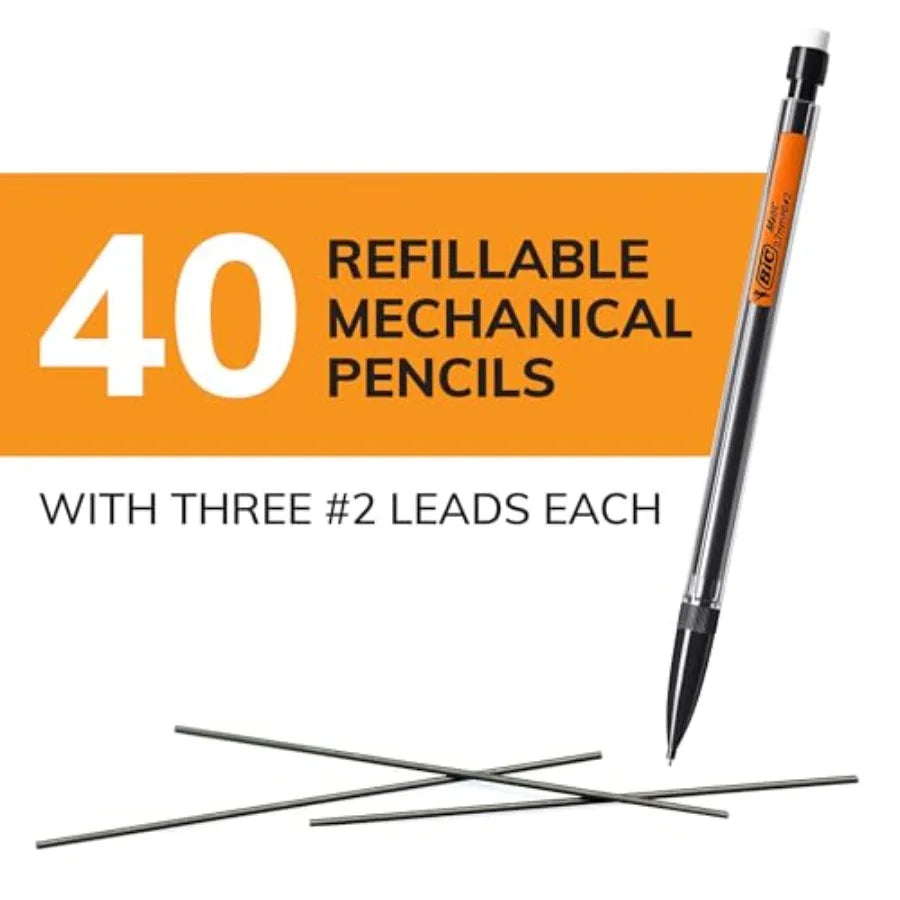 XtraSmooth Mechanical Pencils Bright Edition – 0.7 mm Medium Point, 40-Pack with Erasers for School & Office
