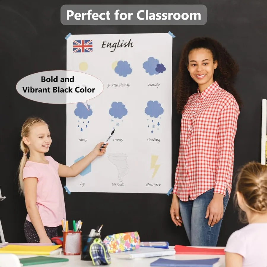 Fine Tip Dry Erase Markers – Black Whiteboard Erasable Pens, Precision Writing (24-Pack)