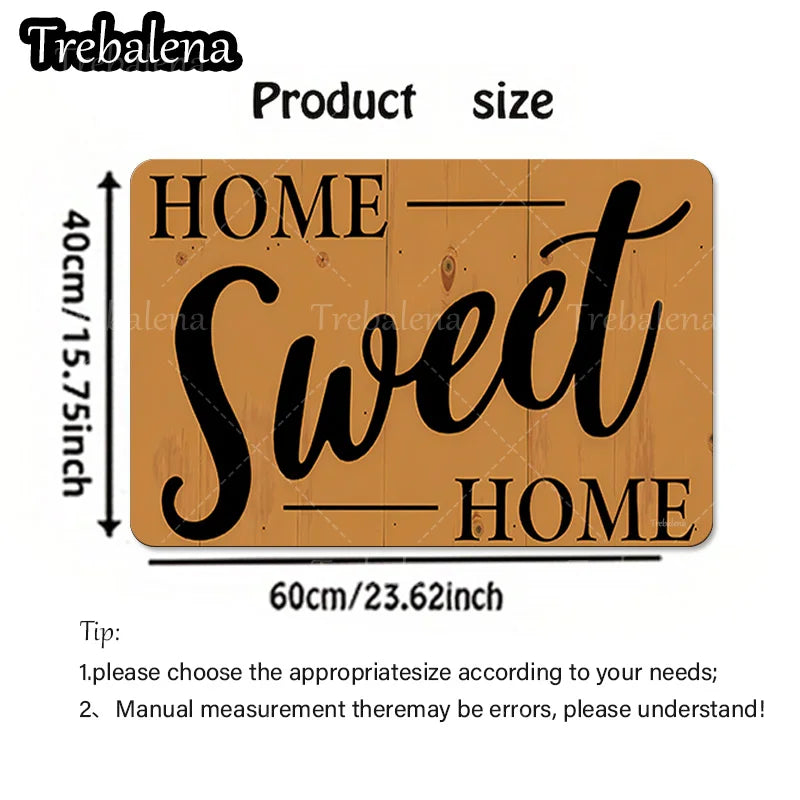 “Home Sweet Home” Welcome Door Mat – Indoor/Outdoor Entryway Rug (Non-Slip, Easy-Clean)