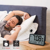 Automatic Digital Wall Clock – Battery Operated Table & Wall Clock with Temperature, Humidity & Date Display