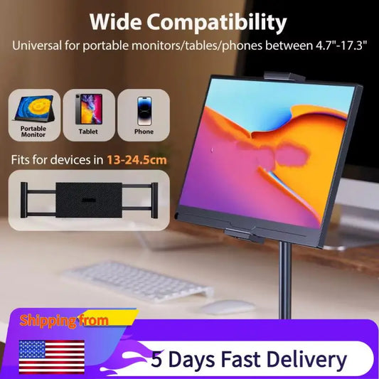 Portable Desktop Monitor Stand – Adjustable Height VESA Bracket for iPad, Phone & 13–24.5cm Tablet/Monitor Support