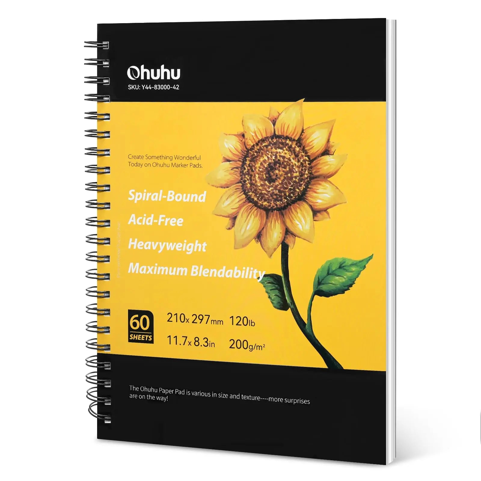 Ohuhu Spiral Bound Marker Pad – Art Sketchbook for Alcohol Markers & Watercolor, Thick Drawing Paper Notebook (Gift for School & Artists)