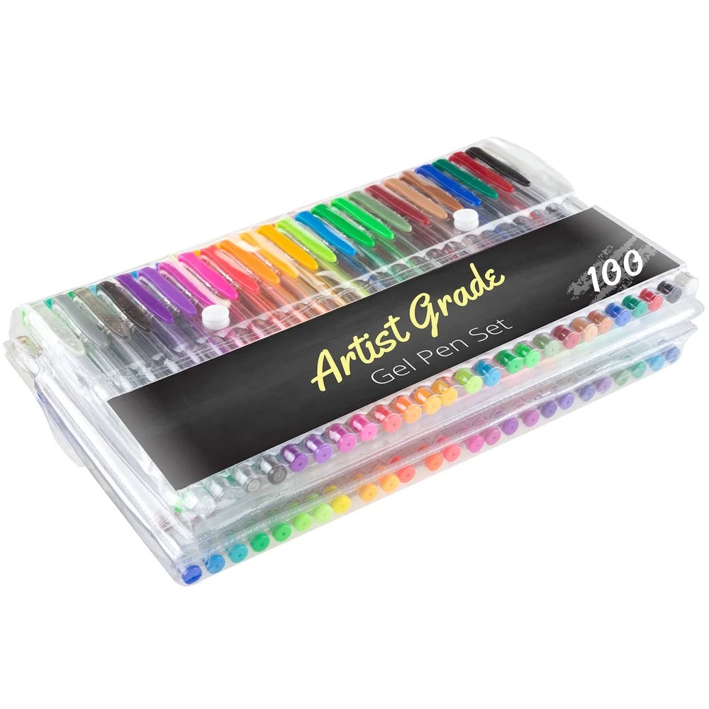 100 Color Gel Pen Set – High Quality Fine Point Pens for Drawing, Sketching, Coloring, Scrapbooking & Doodling