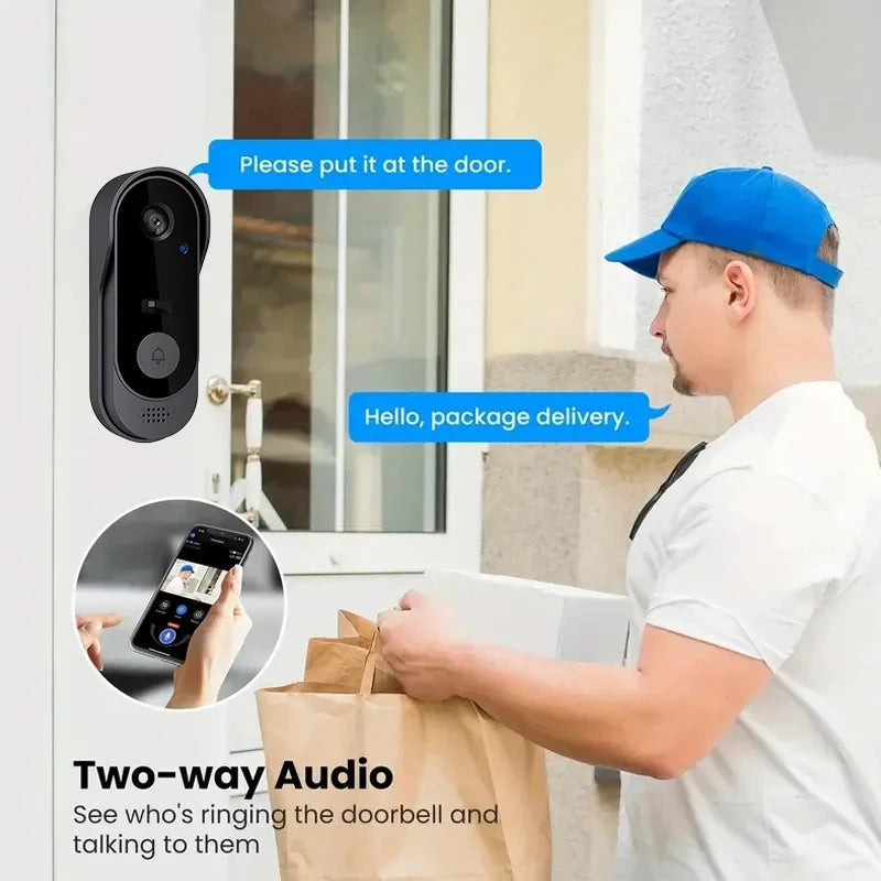 1080P Wireless WiFi Video Doorbell – Tuya Smart Home Camera with PIR Motion Detection & Two-Way Intercom 📹🔔