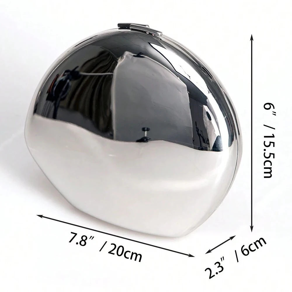 Smooth Mirror Acrylic Egg-Shaped Clutch – Luxury Shell Handbag for Women, Designer Evening & Party Purse