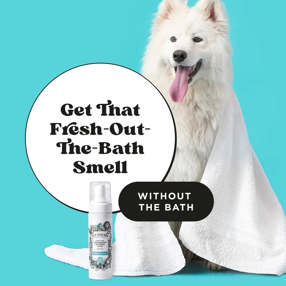 Waterless Pet Shampoo Foam – No-Rinse Deodorizing Cleanser for Dogs & Cats, Paw Cleaner, Fresh Scent, Easy Grooming & Travel
