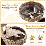 Tangkula Modern Cat Tree – Small Tall Indoor Cat Tower with Sisal Scratching Post & Handmade Wicker Cat Condo for Stylish Homes