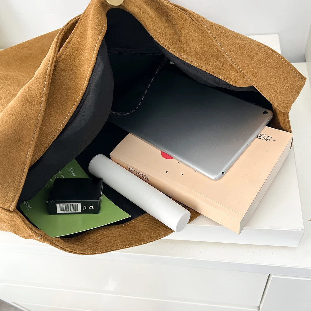 Women’s Tweed Underarm Shoulder Bag – Retro Classic Large Capacity Solid Color Handbag