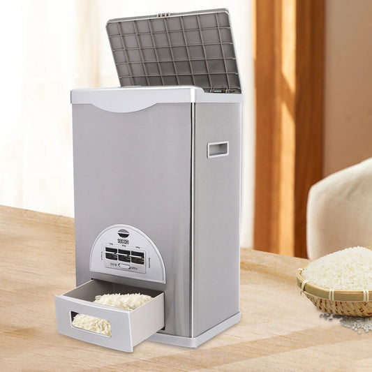 Stainless Steel Rice Storage Container & Dispenser – Large Capacity Grain Keeper (30.5 × 22 × 50 cm)