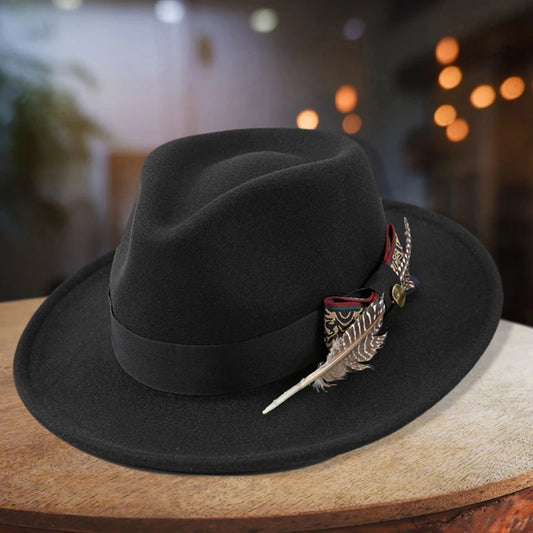Unisex Classic Fedora Hat – Vintage Panama-Style Felt with Stylish Feather Detail for Summer Events & Jazz Festivals