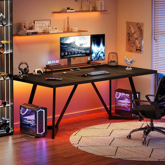 🖥️ 70.86" Large Executive Desk – Modern Computer & Office Workstation with Metal Frame for Home & Business