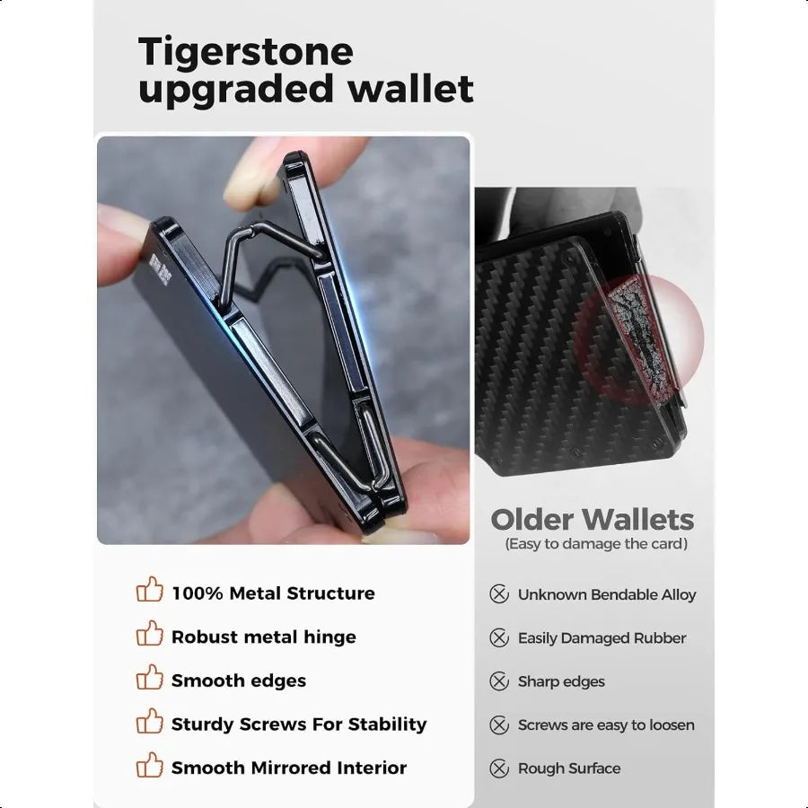 Slim RFID-Blocking Metal Wallet for Men – Minimalist Aluminum Credit Card Holder with Money Clip (Holds up to 12 Cards)