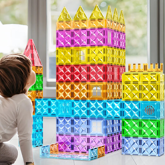 “EDUCIRO Magnetic Building Blocks Set – Montessori Educational Puzzle Tiles Construction Toy for Kids”