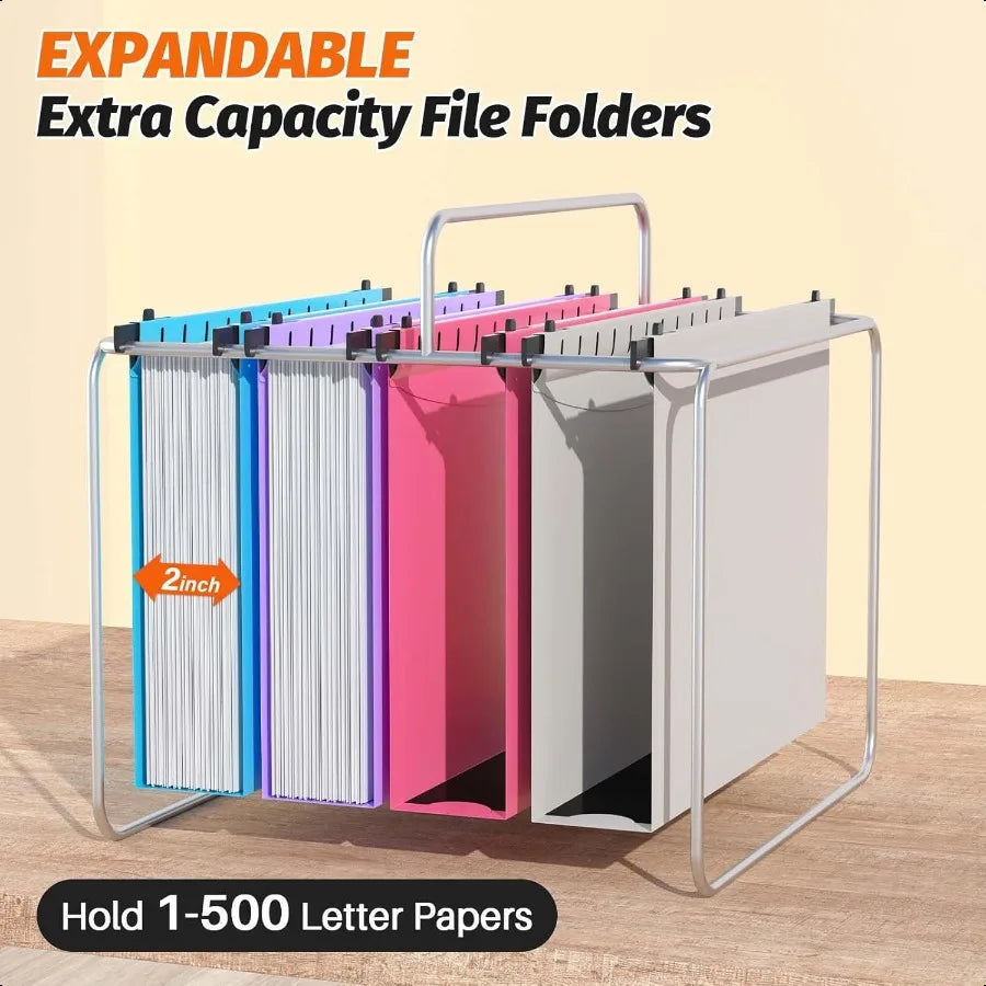 Extra Capacity Hanging File Folders – 12 Pack Heavy-Duty Plastic, Letter Size with Reinforced 2" Expansion for Filing Cabinets