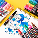 12-Color Water-Based Acrylic Marker Set – Japan UNI POSCA PC-1M (0.7 mm) for Pop Painting & Graffiti 🎨