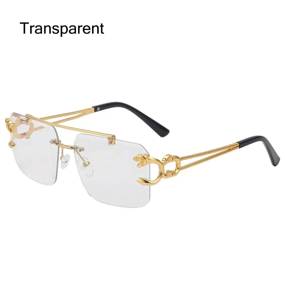 2024 Vintage Rimless Sunglasses – Oversized Square Gradient Shades with Double Bridge & UV400 Protection (Unisex)