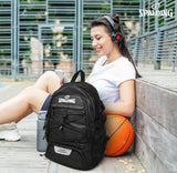 Basketball Sports Backpack – Large Capacity Black Bag with Ball Holder & Shoe Compartment for Training, Gym & Outdoor Use