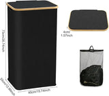 100 L Large Laundry Basket with Lid & Removable Inner Bag – Tall Freestanding Collapsible Hamper