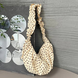 Polka Dot Chic Under-Arm Shoulder Bag for Women – Large Capacity Pleated “Dumpling” Tote for Party & Vacation
