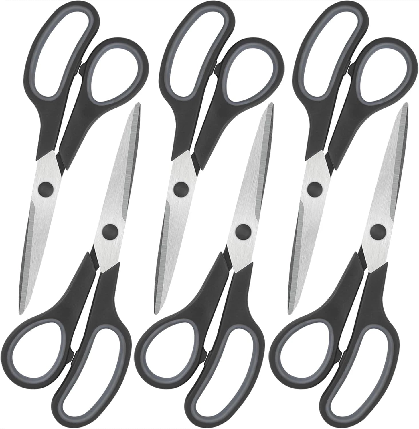 8-Inch All-Purpose Scissors 6-Pack – Sharp Comfort-Grip Scissors for Office, School, Sewing, Fabric & Craft Projects
