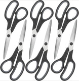 8-Inch All-Purpose Scissors 6-Pack – Sharp Comfort-Grip Scissors for Office, School, Sewing, Fabric & Craft Projects